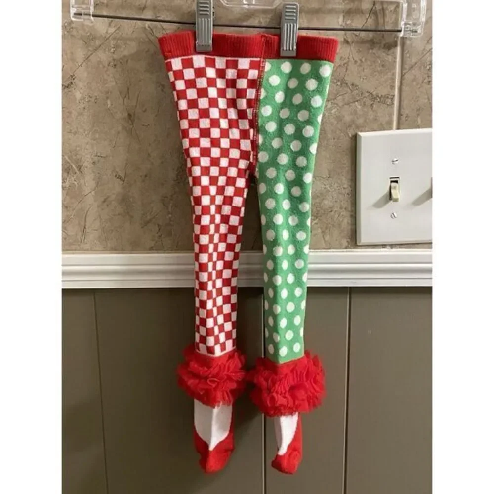 Christmas Tights Red Green Ruffles‎ Baby Size 2T/3T